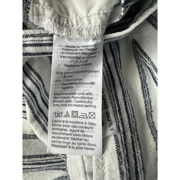 Madewell Women's 4 Linen-Cotton Paperbag Pants Dark Baltic Stripe - Picture 10 of 11